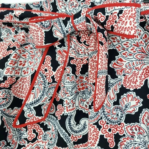 Ann Taylor LOFT Flare Skirt Floral Pull On Stretch Waist Tie Belt A Line - Picture 3 of 7